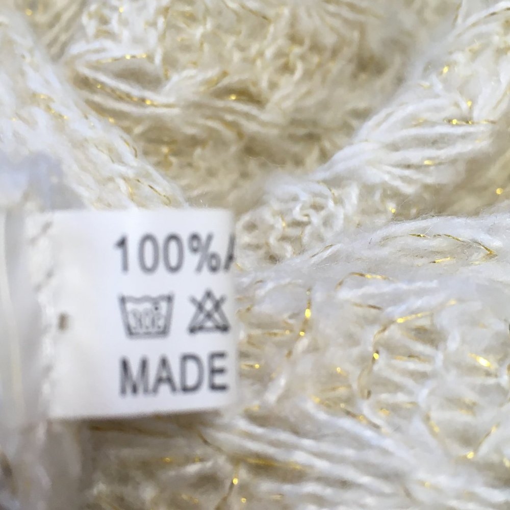 Cream with Gold Metallic Threads Knit Infinity Scarf - Picture 4 of 5